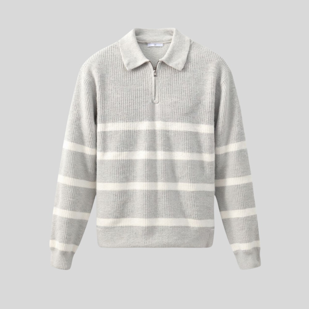 LIO | Striped Quater Zip Woolen Sweater