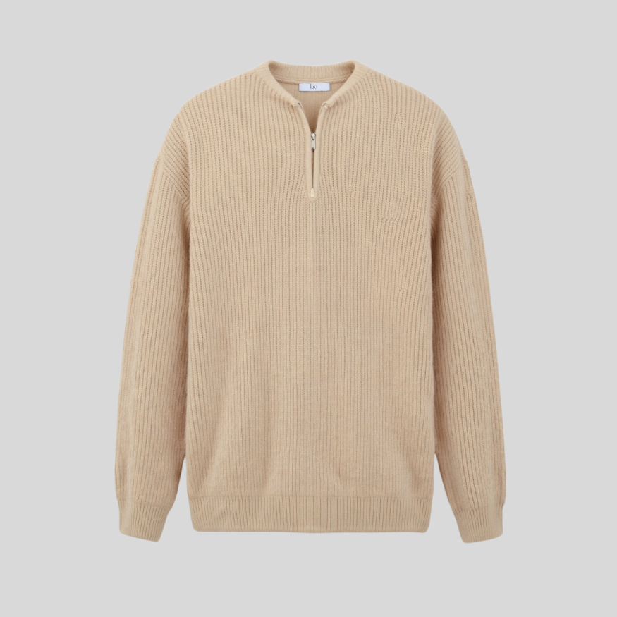 LIO | Knitted Zipper Striped Knitted Sweater