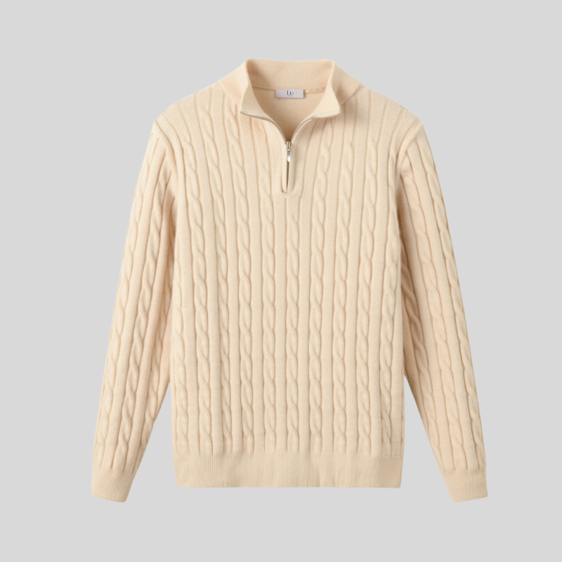 LIO | Smart Luxury Cable Knit Zip Sweater