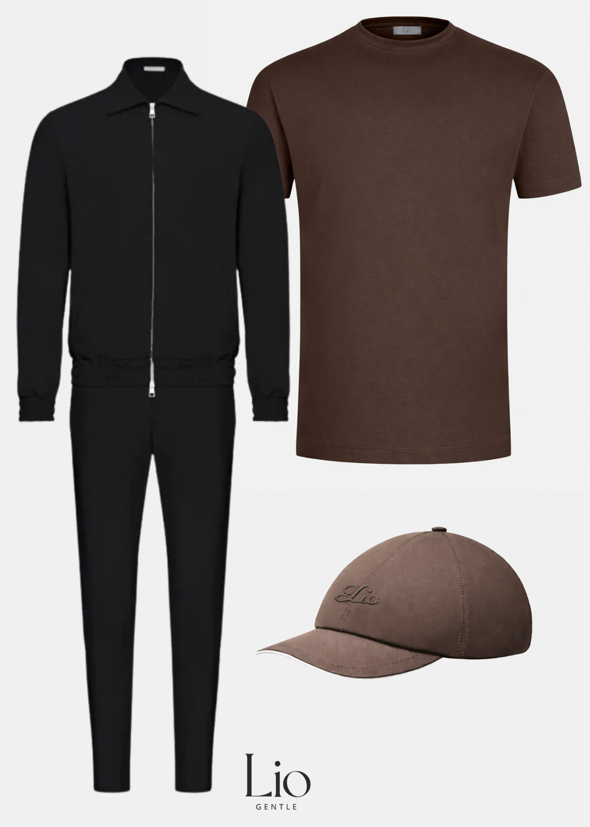 Combiset | Techsuit | T-Shirt | Cap | Bruin & Zwart